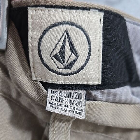 Volcom Boys Frickin Modern Fit Stretch Chino Pant Khaki Flat Front Uniform Skate - Picture 3 of 11